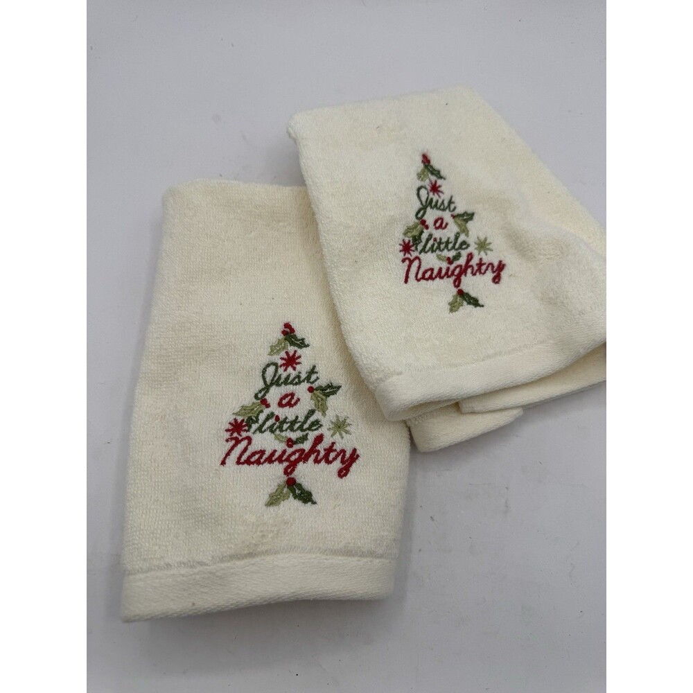 Just A Little Naughty Christmas Tree Seasonal Hand Towels Charmont Collection